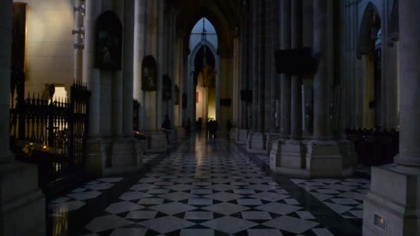 Santa Maria Real Almudena Madrid Spain Beautiful Neo Gothic Interior — Stock Video