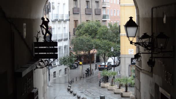 Platz Des Bürgermeisters Zentrum Von Madrid Spanien — Stockvideo