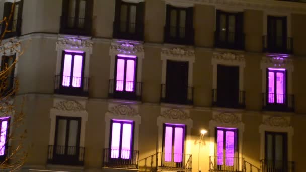 Plaza Del Callao Hotel Zona Madrid Habitaciones Vacías Parpadean — Vídeo de stock