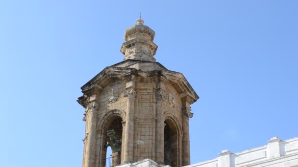 Prachtige Kathedraal Van Neoklassieke Stijl Stad Cadiz Spanje Andalusië — Stockvideo