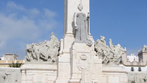 1812年加的斯宪法纪念碑 纪念西班牙第一部宪法 在加的斯颁布 1812年3月19日 西班牙 加的斯市 安达卢西亚 — 图库视频影像