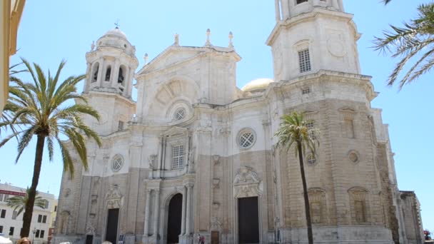 Csodálatos Katedrális Neoklasszikus Stílusban Cadiz Város Spanyolország Andalúzia — Stock videók