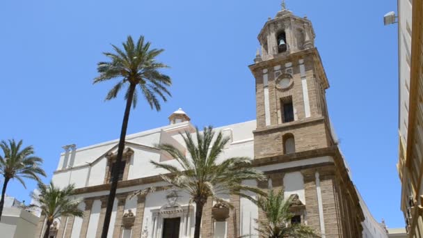 Maravillosa Catedral Estilo Neoclásico Ciudad Cádiz España Andalucía — Vídeos de Stock