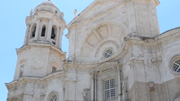 Maravillosa Catedral Estilo Neoclásico Ciudad Cádiz España Andalucía — Vídeos de Stock