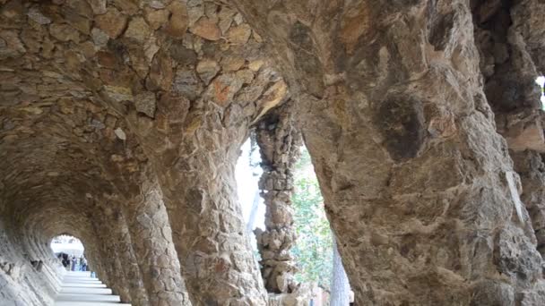 Park Guell Міський Сад Спроектований Антоні Гауді Побудований 1900 1914 — стокове відео