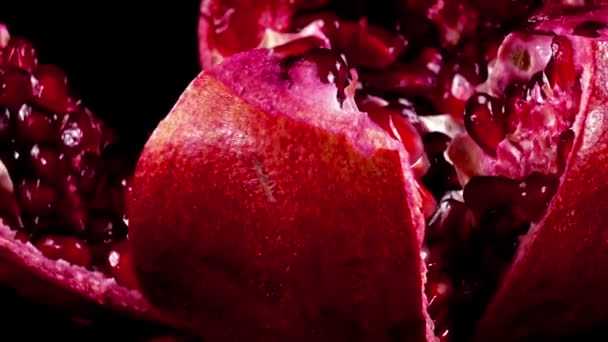 Pomegranate Black Background Shooting Black Background — Stock Video