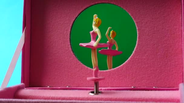 Music Casket Dancing Ballerina — Stock Video