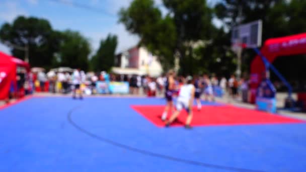 Öffentliche Wettbewerbe Streetball Unscharf — Stockvideo