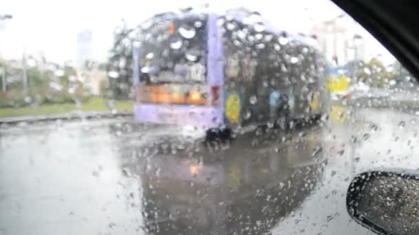 Gotas Chuva Pára Brisas — Vídeo de Stock