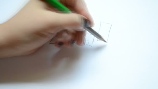 Bambini Disegnano Sparatoria Del Disegno — Video Stock