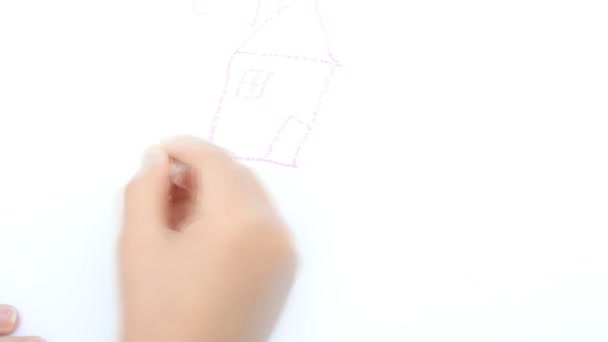 Bambini Disegnano Sparatoria Del Disegno — Video Stock