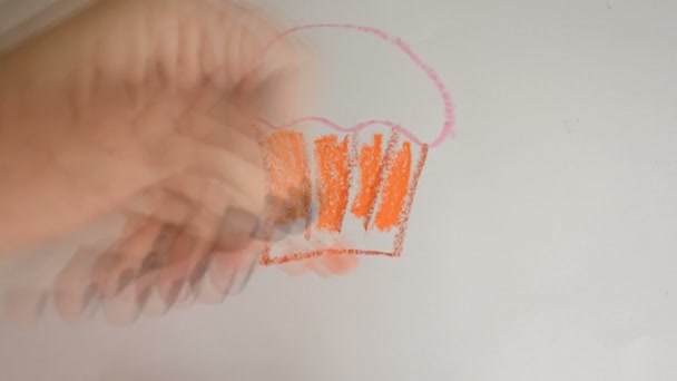 Παιδιά Ζωγραφίζουν Σκοποβολή Του Σχεδίου — Αρχείο Βίντεο