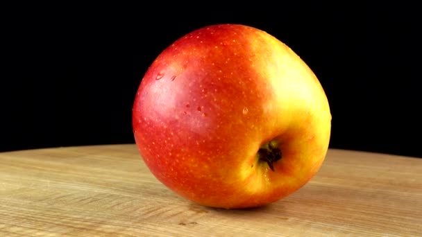 Apples Black Background Cutting Board Movement — Stock Video