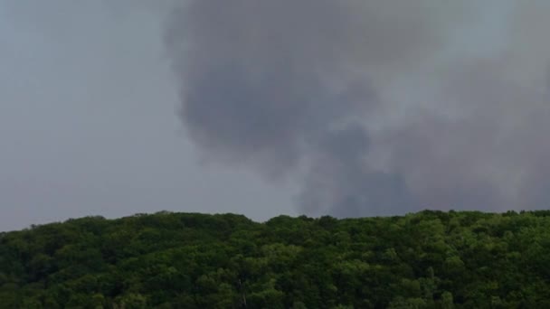 Φωτιά Πάνω Από Ξύλο Πυροβολισμοί Καπνού — Αρχείο Βίντεο