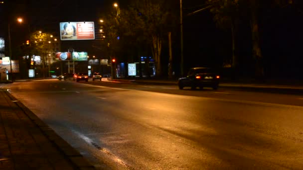 Camino Tiro Ciudad Nocturna — Vídeos de Stock