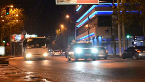 Straat Opname Van Nachtelijke Stad — Stockvideo