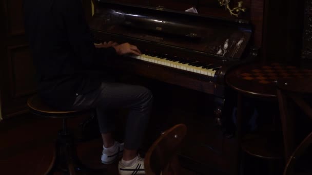 観光客のためのカフェで演奏するミュージシャン — ストック動画