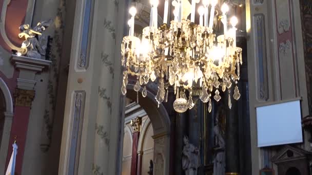 Dreharbeiten Für Die Katholische Kathedrale Lwiw Ukraine — Stockvideo