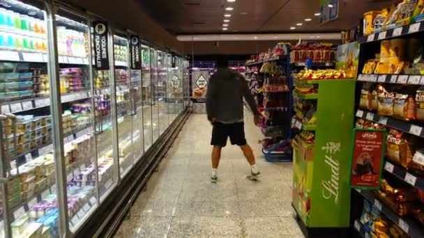 Madrid España Abril 2018 Comida Supermercado Del Centro Comercial — Vídeo de stock