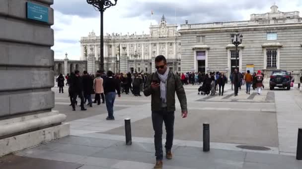 Madrid Espagne Mars 2018 Touristes Inconnus Sur Palais Royal Palais — Video