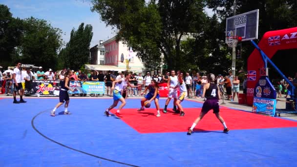 Ukraine Berdyansk Juillet 2019 Concours Publics Streetball Mouvement Lent — Video
