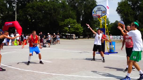 Ukraine Berdyansk Ιουλίου 2019 Δημόσιοι Διαγωνισμοί Στο Streetball Αργή Κίνηση — Αρχείο Βίντεο