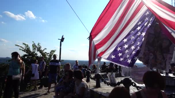 Lviv Ucraina Agosto 2019 Bandiera Degli Stati Uniti Forma Tenda — Video Stock