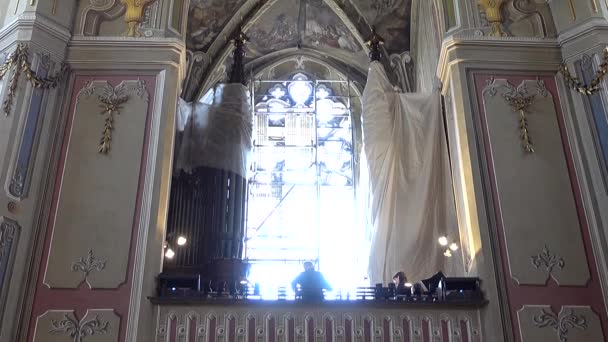 Schieten Van Katholieke Kathedraal Lviv Oekraïne — Stockvideo