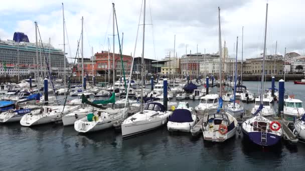 Coruna Spagna Aprile 2018 Argine Gli Yacht Coruna Coruna Grande — Video Stock