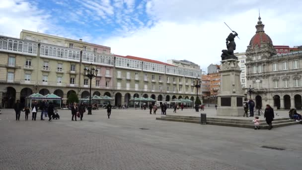 Coruna Espagne 1Er Avril 2018 Personnes Inconnues Sur Plaza Maria — Video