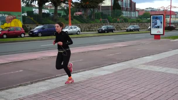 Coruna España Abril 2018 Personas Desconocidas Dedican Correr Deportes Una — Vídeos de Stock