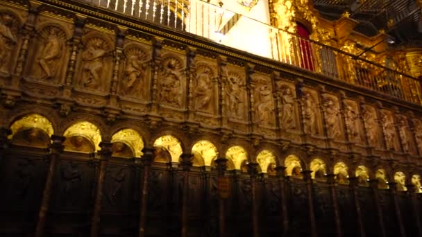 Toledo Spanien Mars 2018 Interiören Primatkatedralen Saint Mary — Stockvideo