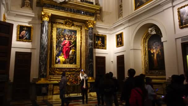 Toledo Spain March 2018 Interior Primate Cathedral Saint Mary — стокове відео