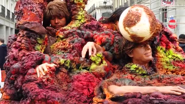 Madrid Ισπανια Μαρτίου 2018 Mime Artist Puerta Del Sol Square — Αρχείο Βίντεο