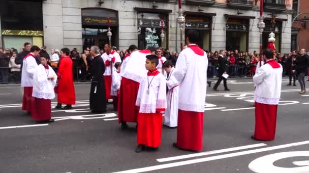 Madrid Spain March 2018 Celebrations Holy Week Madrid Began Cathedral — Stok video