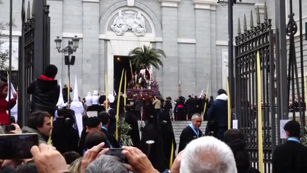 Madrid Spain March 2018 Celebrations Holy Week Madrid Began Cathedral — Stock video