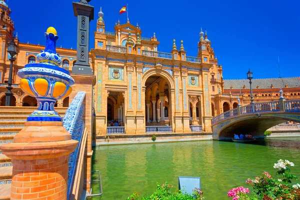 Famous Plaza Espana Sevilla Sommaren Spanien — Stockfoto