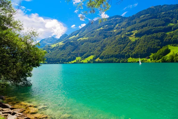 Lake Lungernsee Svájci Alpokban Svájc — Stock Fotó