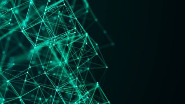 Soyut dijital bağlantı noktaları. Teknoloji geçmişi. Ağ bağlantısı yapısı. Pleksus etkisi. 3d