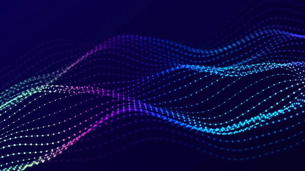 Abstract Futuristic Wave Background Network Connection Dots Lines Digital Background — Stock Photo, Image
