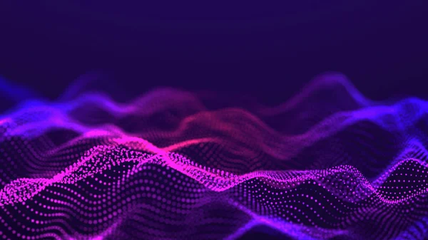 Abstract futuristic wave background. Network connection dots and lines. Digital background. 3d rendering.