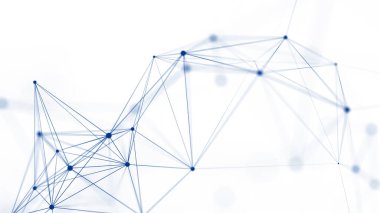 Noktaları ve çizgileri birleştiren çokgen beyaz arkaplan. Ağ bağlantısı yapısı. Pleksus etkisi. 3d oluşturma.