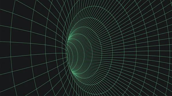 Туннель Wireframe Перспективная Текстура Фона Сетки Модель Мешочковой Червоточины Векторная — стоковый вектор