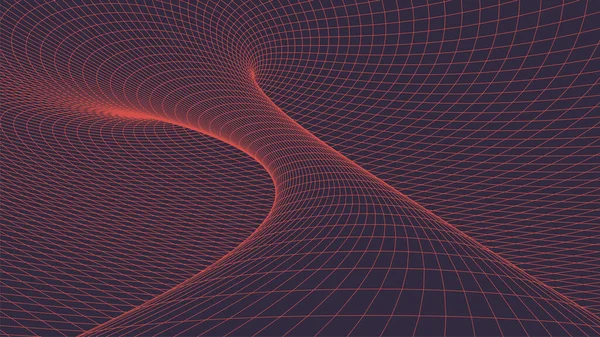 Туннель Wireframe Перспективная Текстура Фона Сетки Модель Мешочковой Червоточины Векторная — стоковый вектор