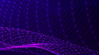 Soyut fütüristik dalga arka planı. Ağ bağlantısı noktaları ve çizgileri. Dijital arka plan. 3d oluşturma.