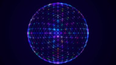 Noktalı ve çizgili küre. Renkli bir yapı. Bilim ve teknoloji. 3B görüntüleme