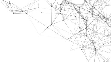 Noktaları ve çizgileri birleştiren soyut beyaz arkaplan. Ağ bağlantısı yapısı. Pleksus etkisi. Vektör İllüstrasyonu.