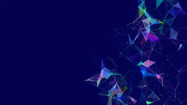 Кольоровий Багатокутний Простір Структура Точок Єднання Ліній Цифровий Фон Трикутні — стоковий вектор