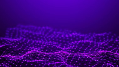 Ağ bağlantısı noktaları ve çizgileri. Teknoloji geçmişi. 3d oluşturma.