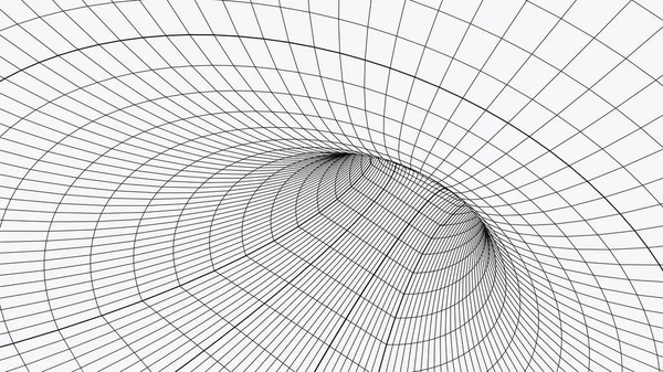 Túnel Wireframe Textura Fundo Grade Prospectiva Modelo Buraco Minhoca Ilustração —  Vetores de Stock